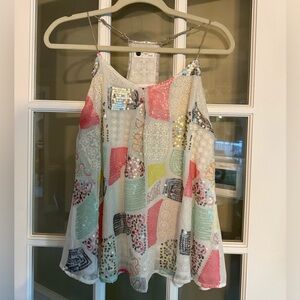 Anthropologie Floreat White Summer Tank Top Size M Y2K Boho Beach Vacation